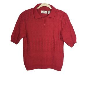 Vtg Carroll Reed Women’s Sz S Red Short Sleeve Cable Knit Short Sleeve Sweater